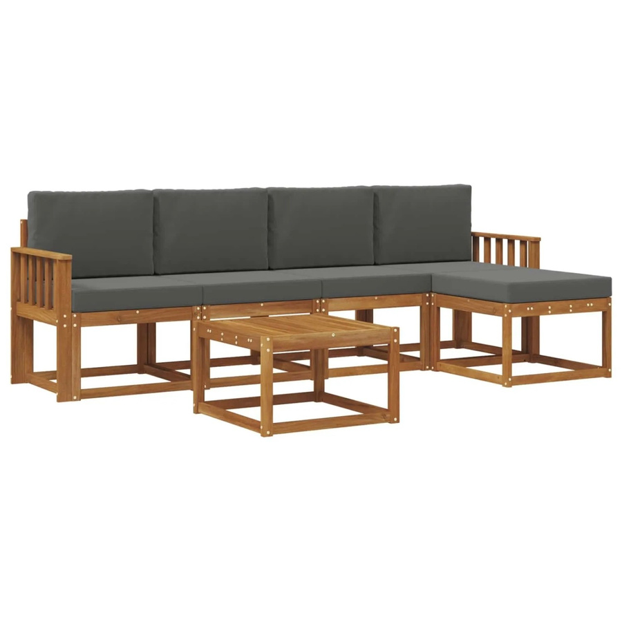 vidaXL Outdoor-Sofagarnitur aus Akazien-Massivholz mit 6 Kissen in Natur und Anthrazit - Bild 2