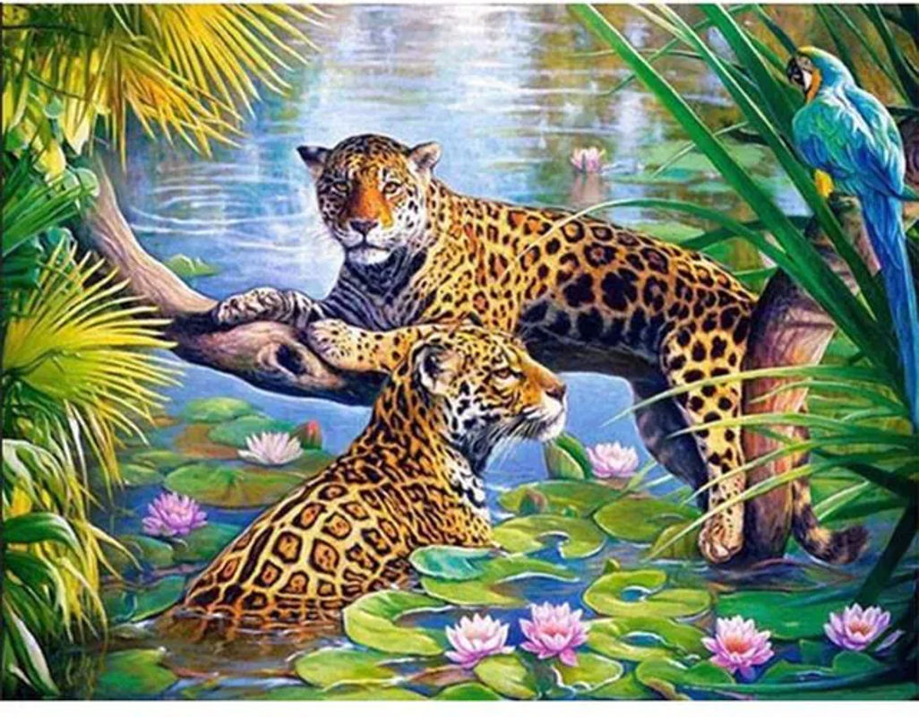 FIYO Diamond Painting Set Leopard Motiv, Mehrfarbig, B: 30 cm x H: 20 cm - Bild 1
