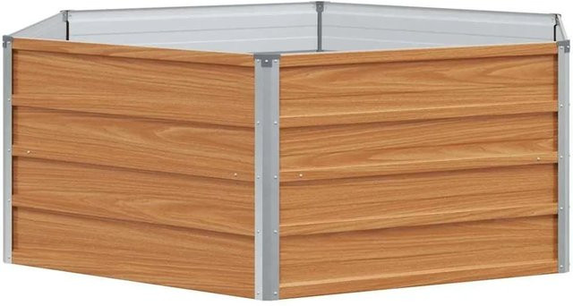 vidaXL Hochbeet aus verzinktem Stahl in Holzoptik, Farbe: Braun, B/T/H: 129 x 129 x 45 cm - Bild 1