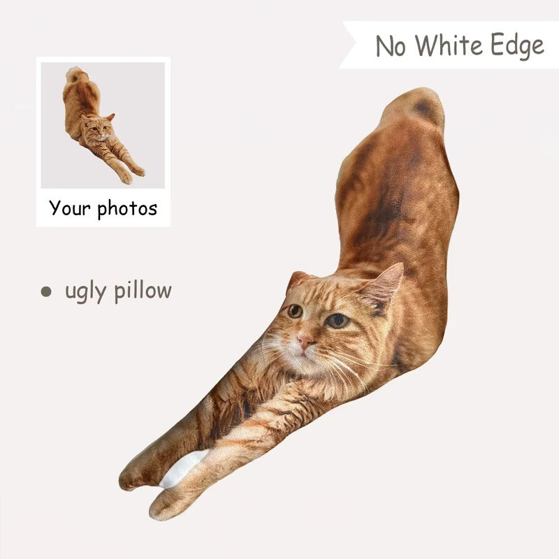 IHX Ugly Cat Dog Zany Kissen – Personalisiertes 3D-Haustierkissen nach Foto in Weiß - Bild 3