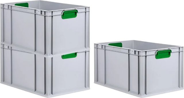 PROREGAL Spar Set 3x Eurobox Nextgen Color Transportboxen mit verstärktem Boden und Griffen, Farbe: Grün, H x B x T: 32 x 40 x 60 cm, 65 Liter - Bild 1