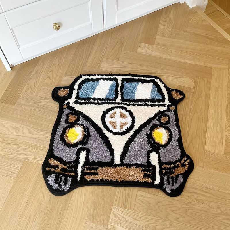 Lakea Cartoon Bus handgetufteter Teppich im Kawaii Design, Mehrfarbig, für dein Schlafzimmer - Bild 2