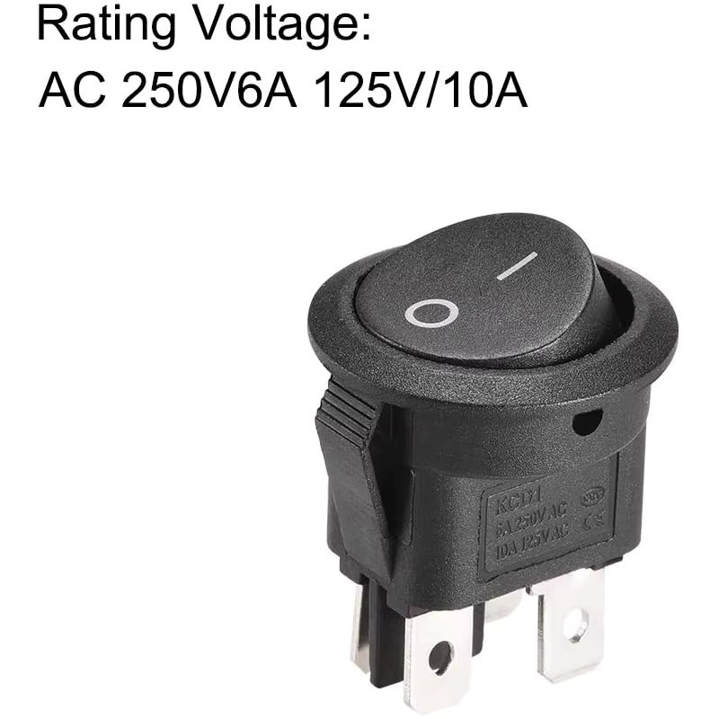 AOKIN 8er Set runde Kippschalter, 4-polig, schwarz, Ein/Aus, 6 A 250 V / 10 A 125 V AC - Bild 3