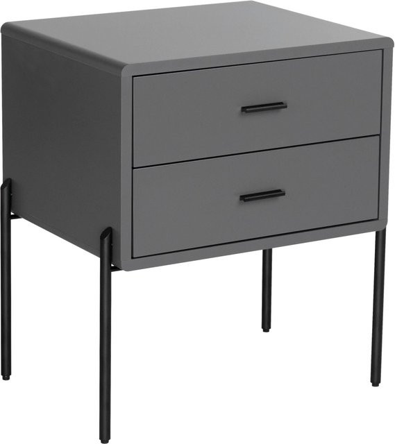Premium Living Nachttisch Pelotas in Grau aus Metall mit Soft-Close-Schubladen, B/T/H: 60 x 50 x 40 cm - Bild 1