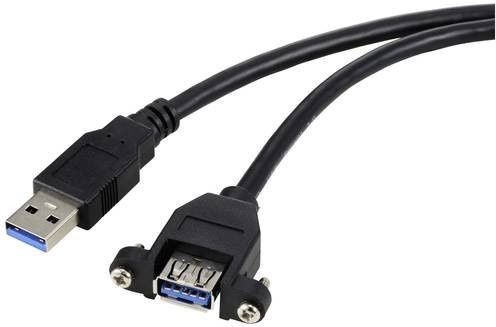 Renkforce USB 3.0 Kabel mit USB-A Stecker und USB-A Buchse, Schwarz, Länge: 1,00 m, RF-5720388 - Bild 1
