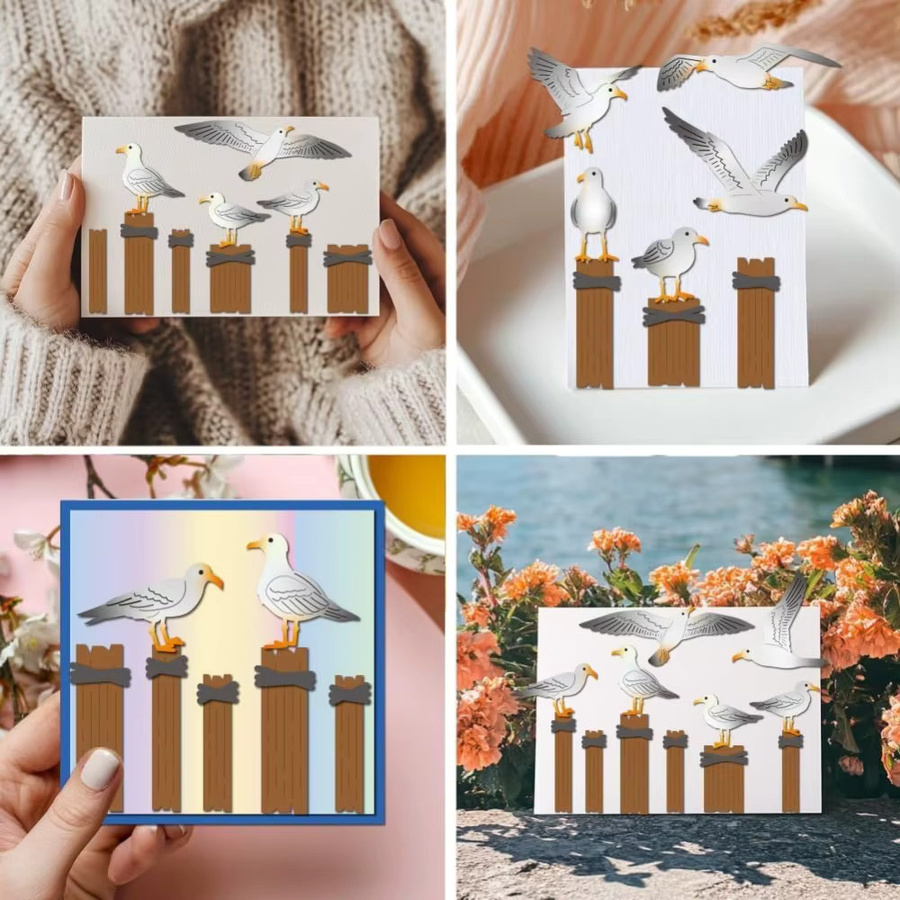 Metall Stanzformen und Schablonen Set mit Möwen und Meeresmotiven für Scrapbooking und Bastelarbeiten - Bild 2