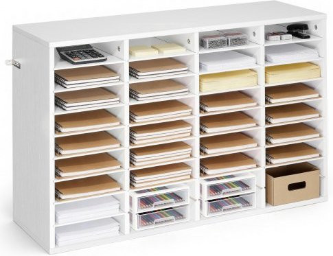 VEVOR Literature Organizer aus Holz mit 36 Fächern und abnehmbaren Regalen, weißer Dokumenten-Sortierer für Büro und Zuhause, B/T/H: 60,0 x 30,0 x 30,0 cm - Bild 1
