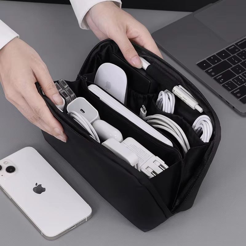 Mptionx Digitale Aufbewahrungstasche in Beige für Datenkabel, Ladegeräte und Powerbanks - Bild 5