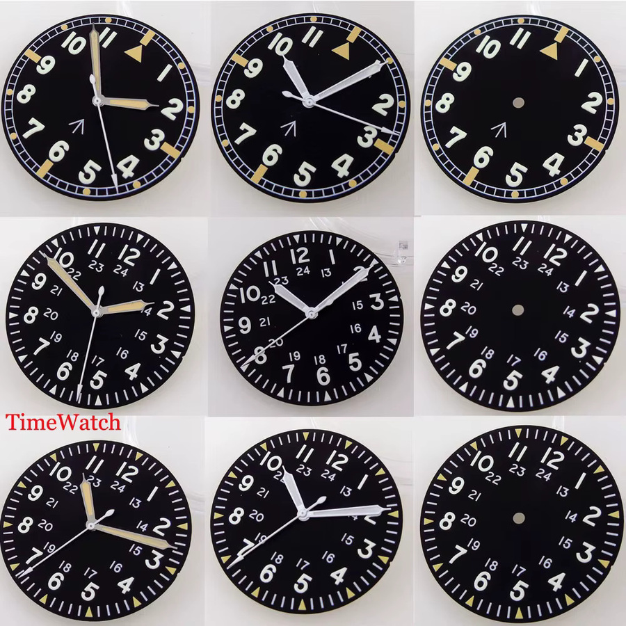 Tandorio Zifferblatt Zeiger, Pilot, 33,6 mm, beige schwarz, Vintage - Bild 1