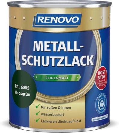 RENOVO Metallschutzlack Wasserbasiert Grün Satin-Matt 0,75 l - Bild 1