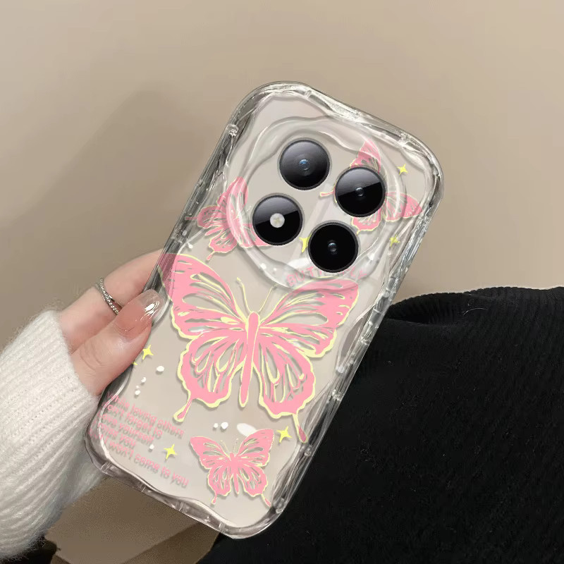 Stoßfeste TPU-Schutzhülle mit Schmetterlingsmuster für Xiaomi Redmi Note 15 Pro 5G, Pro+ und Plus, transparent - Bild 2