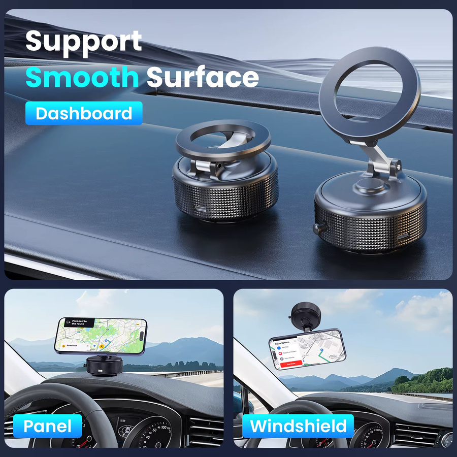 SAKOYDA Magnetischer Autotelefonhalter in Schwarz mit faltbarem Design und 360 Grad Verstellbarkeit für Auto, Schreibtisch oder Badezimmer - Bild 4