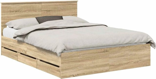 vidaXL Bettrahmen Sonoma-Eiche mit Schubladen, Farbe Braun, B/T/H: 153 x 203 x 90 cm - Bild 1