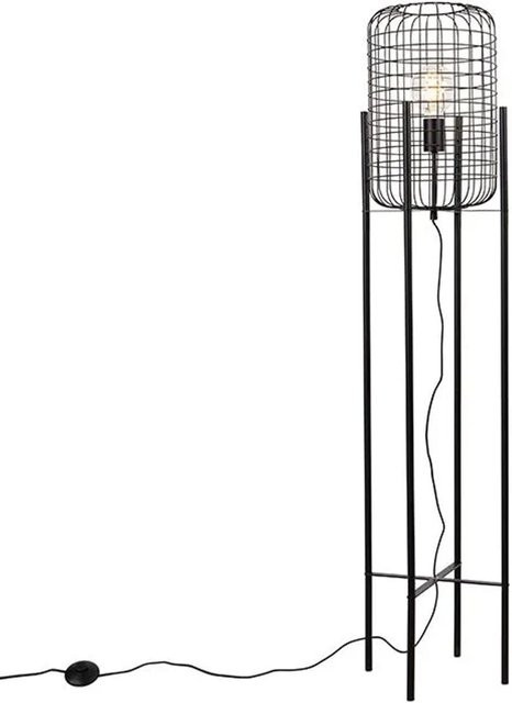 QAZQA Industrielle Stehlampe Bliss Vefa in Schwarz aus Metall für Wohnzimmer, Schlafzimmer und Flur - Bild 1