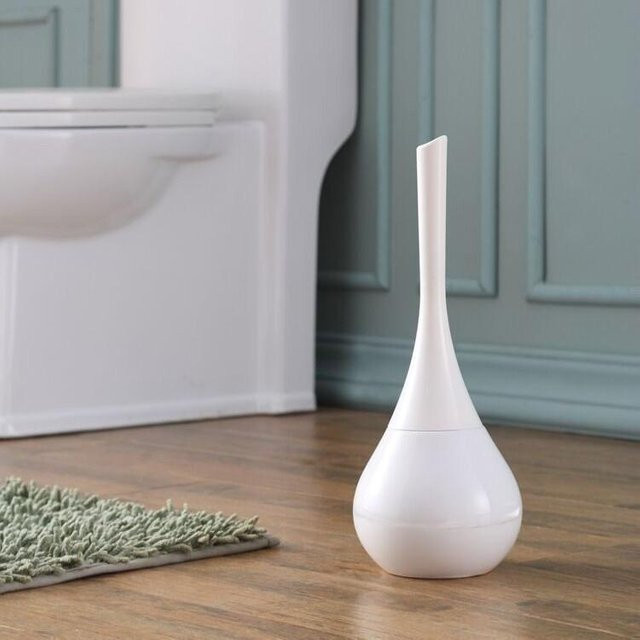WTEMPO Toilettenbürsten-Set mit Halter aus Kunststoff, Weiß, freistehend, B: 14,0 cm, T: 40,0 cm, H: 14,0 cm - Bild 1