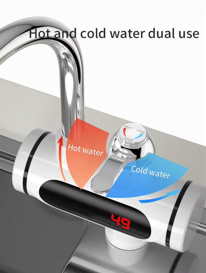 ATWFS Elektrischer Sofort-Warmwasserhahn mit 3000W Schnellheizung und LED-Digitaltemperaturanzeige in Weiß - Bild 2
