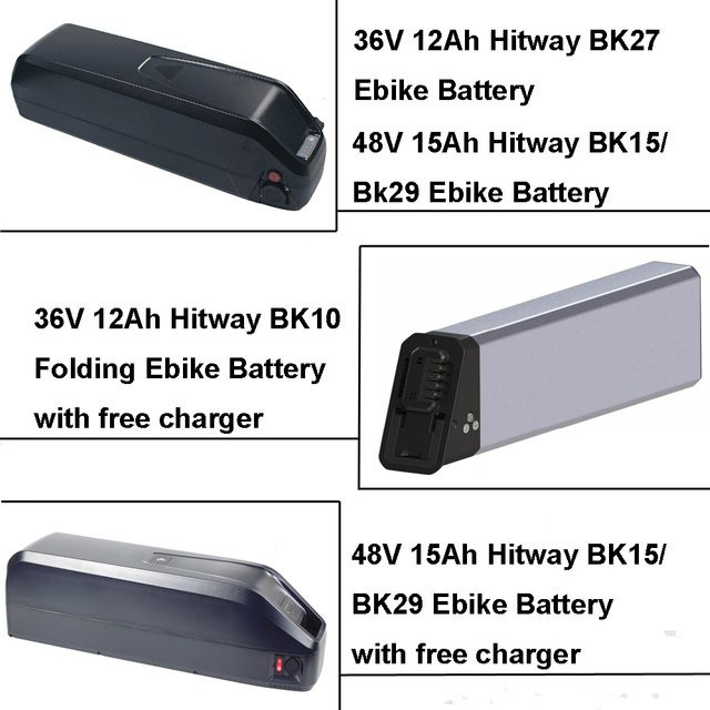 Hitway Lithium-Ionen-Akku ALX096 ALX098 in Schwarz für Elektrofahrräder Hitway BK10 BK15 BK27 BK29 (36V 12Ah oder 48V 15Ah) - Bild 1