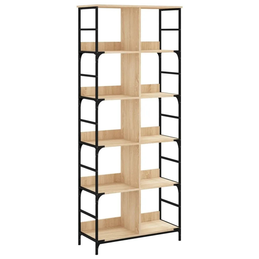 VidaXL Bücherregal im Industrial Design aus Holzwerkstoff und Metall, Farbe Braun, Sonoma-Eiche, B/T/H: 78,5 x 33 x 188,5 cm - Bild 2