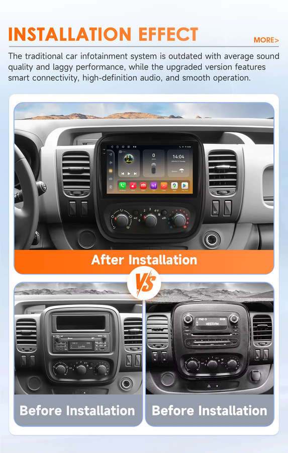 Hizpo Autoradio mit CarPlay und Android Auto für Renault Trafic 3 (2014-2021) und Opel Vivaro B (2014-2018), intelligentes System mit 4G-Funktion, Schwarz - Bild 2