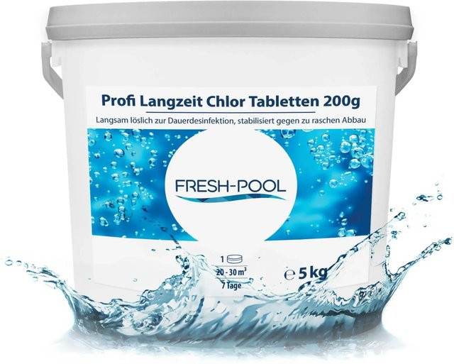 Fresh-Pool Profi Langzeit Chlor Tabletten zur Pool-Desinfektion, 5 kg (25 x 200 g) - Bild 1