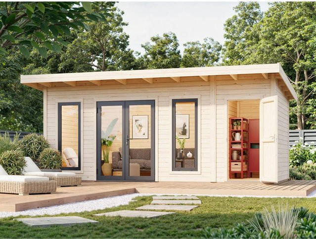 Palmako Gartenhaus Aurelia aus Fichtenholz mit Pultdach in Natur - Bild 1