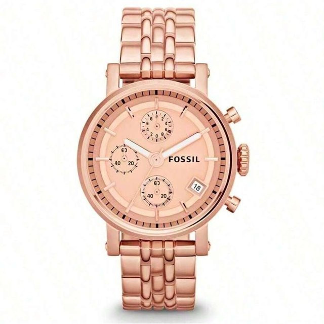 Fossil Chronograph Armbanduhr Edelstahl, Quarz, rosa, Damen - Bild 1