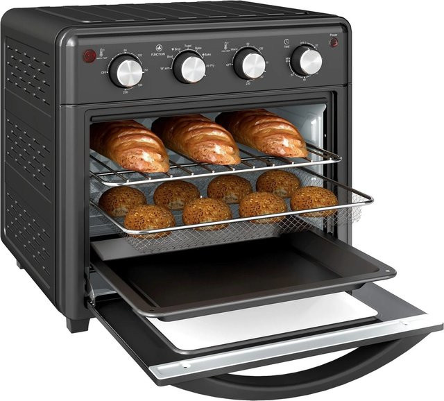 HOMCOM Minibackofen mit Umluft in Schwarz mit 30 l Volumen und 7 Modi inklusive Backblech und Krümelblech - Bild 1