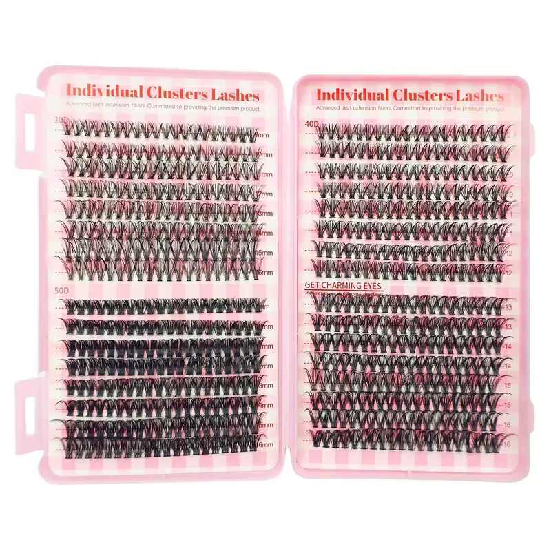 Sackvis Wimpernverlängerung Cluster, rosa, 640 Stück, 9–16 mm - Bild 7