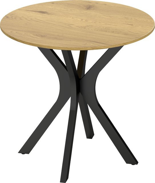 HOMCOM Runder Esstisch in Naturholz Optik mit Stahlgestell, Durchmesser: 78 cm, Farbe: Braun - Bild 1