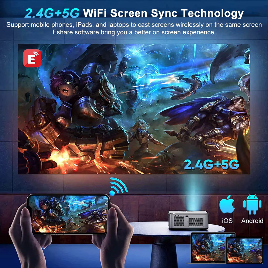 HORLAT T09MAX Google TV 4K Projektor mit 40000 Lumen, WiFi6 und Bluetooth 5.2, Autofokus, Native 1080P Full HD Heimkino Filmprojektor - Bild 2