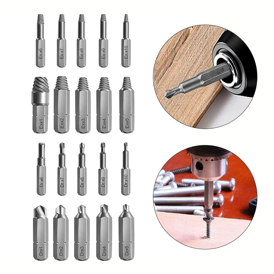Vibratite Schrauben-Extractor Set in Silber, 10-teiliges Set zum Entfernen beschädigter Schrauben und Sechskantschrauben, Durchmesser: 4 mm bis 6,35 mm - Bild 2