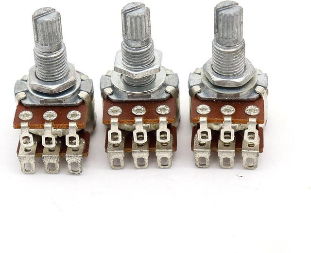 3 Stück Dual-Deck Mn500K Blend Balance Tonabnehmer Potentiometer Set in Silber für Gitarre Lautstärke und Tonregler - Bild 1