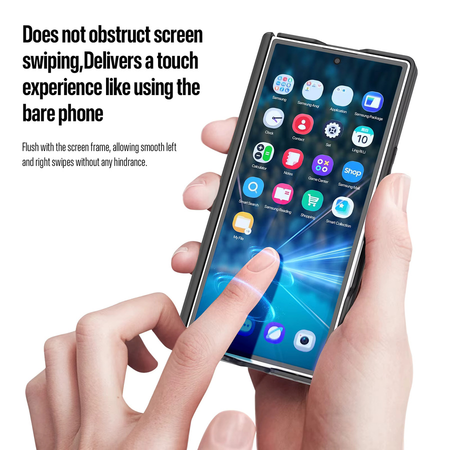Magnetische Klapphülle für Samsung Galaxy Z Fold7, transparent und mattiert, mit Scharnierschutz und Stoßfestigkeit - Bild 2