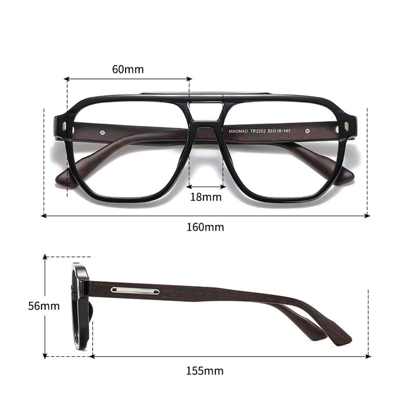 HDCRAFTER Korrektionsbrille, Quadratisch, Herren, Vollrand, TR90, Schwarz - Bild 2