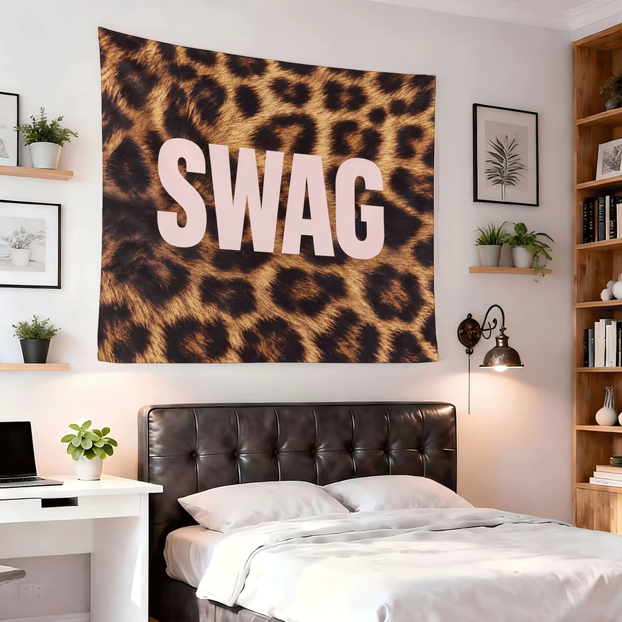 VIKAMA Wandteppich mit Leopardenmuster im Retro Hip-Hop-Stil, Mehrfarbig - Bild 4