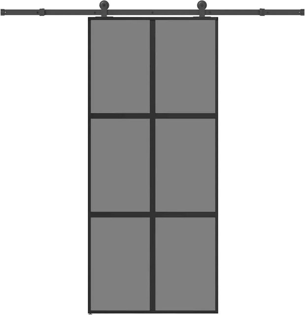 vidaXL Schiebetür aus Hartglas und Aluminium in Schwarz, Transparent und Grau, B/H: 90 x 205 cm - Bild 1