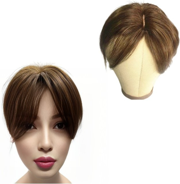 Satifresion Kurzhaar-Topper für Damen, Echthaar, glatt, 15,2 cm - Bild 1