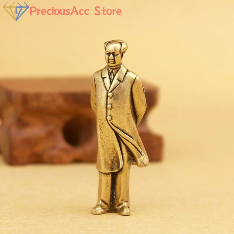 WHPHous Mao Zedong Statue aus Messing in Gold, geschnitzte chinesische Sammlerfigur - Bild 2