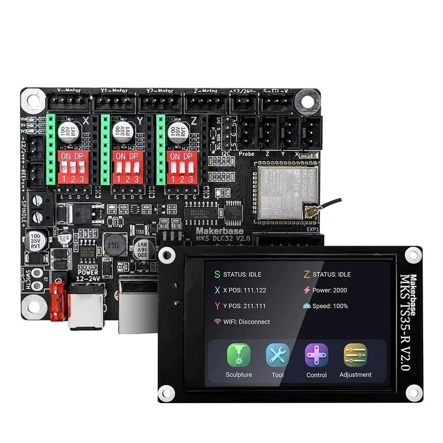 MKS DLC32 GRBL Controller ESP32 WIFI Laser CNC-Board mit TS24/TS35 Touchscreen für Lasergravurmaschinen in Schwarz - Bild 4
