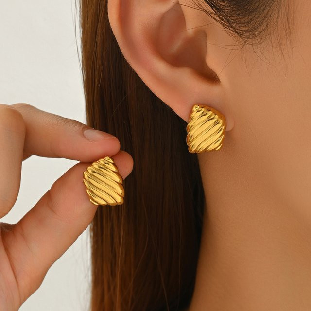 Erpels Ohrringe, Edelstahl, Gold, Damen, Vintage - Bild 1