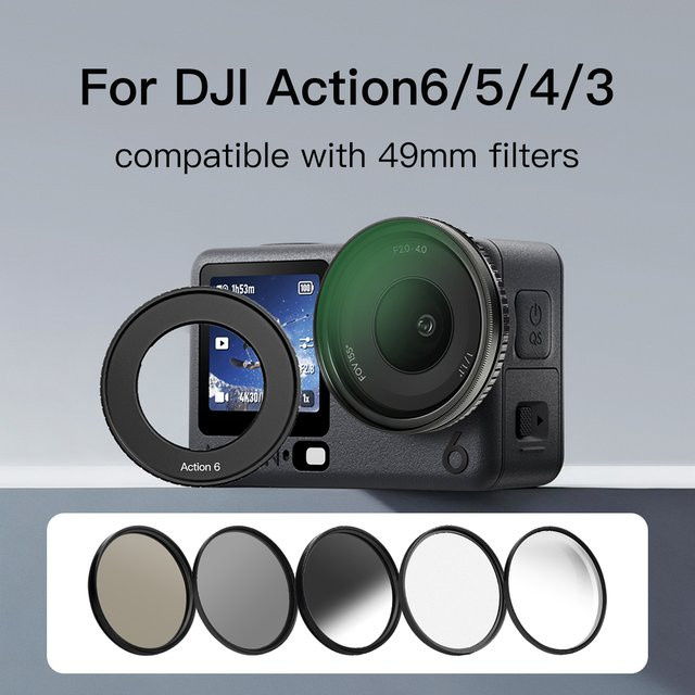 DJI Osmo Action 6/5/4/3 Filterhalter in Schwarz für UV, CPL, ND, Stern, Schwarz Nebel, GND und Close-up Filter Sportkamera Zubehör - Bild 1