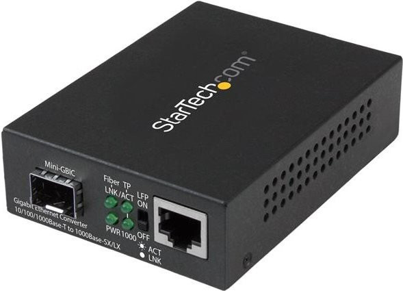 StarTech.com Gigabit Ethernet Glasfaser Medienkonverter mit offenem SFP Steckplatz MCM1110SFP, RJ-45 und SFP (mini-GBIC) für 10Base-T, 100Base-TX, 1000Base-T, 1000Base-LX und 1000Base-SX - Bild 1