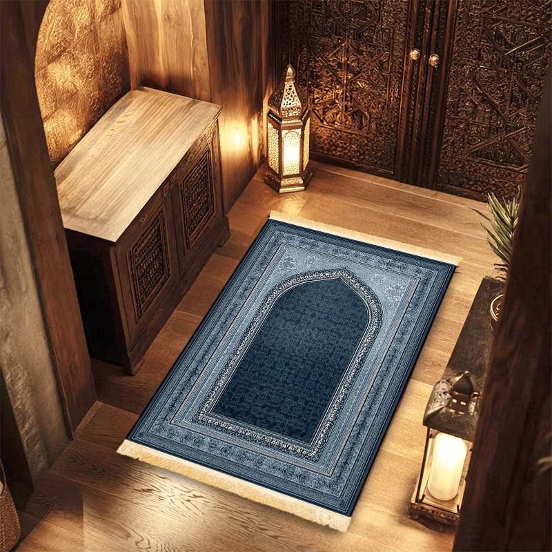 VIKAMA Islamische Gebetsmatte orientalisch in Blau, faltbar für Heimgebrauch und Reisen - Bild 2