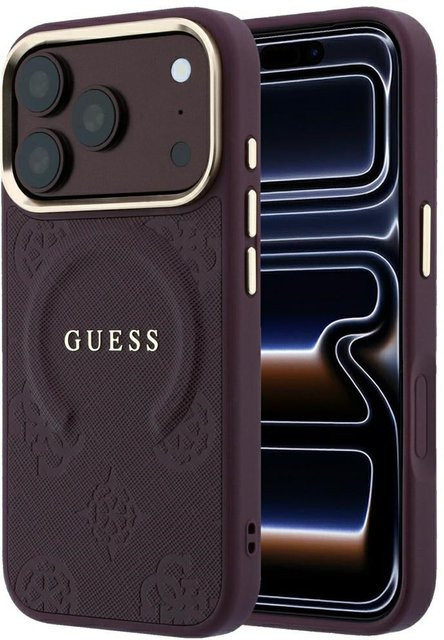 Guess MagSafe-Hülle Saffiano Peony Ring für Apple iPhone 18 Pro und iPhone 17 Pro in Burgunderrot - Bild 1