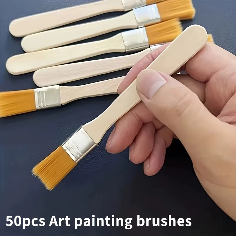 50 Stück Nylonpinsel mit kurzem Holzgriff in Multicolour für Aquarell und Reinigung - Bild 4