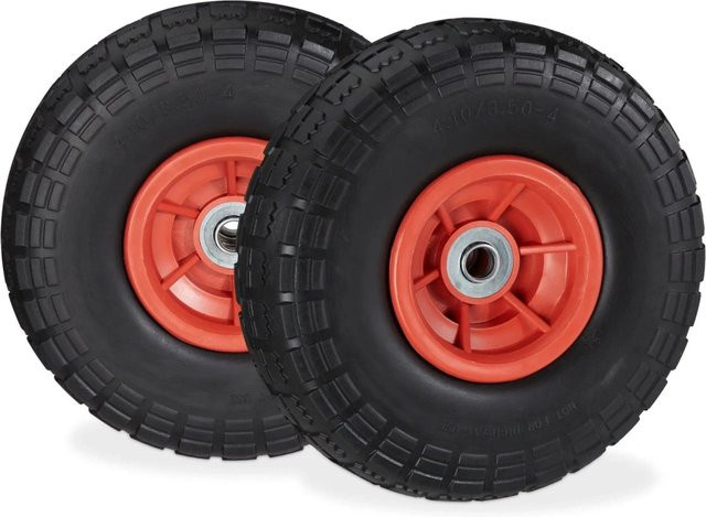 Relaxdays Sackkarrenrad 2er Set aus PU in Schwarz und Rot, pannensicher, Durchmesser: 26 cm, Breite: 8,5 cm - Bild 1