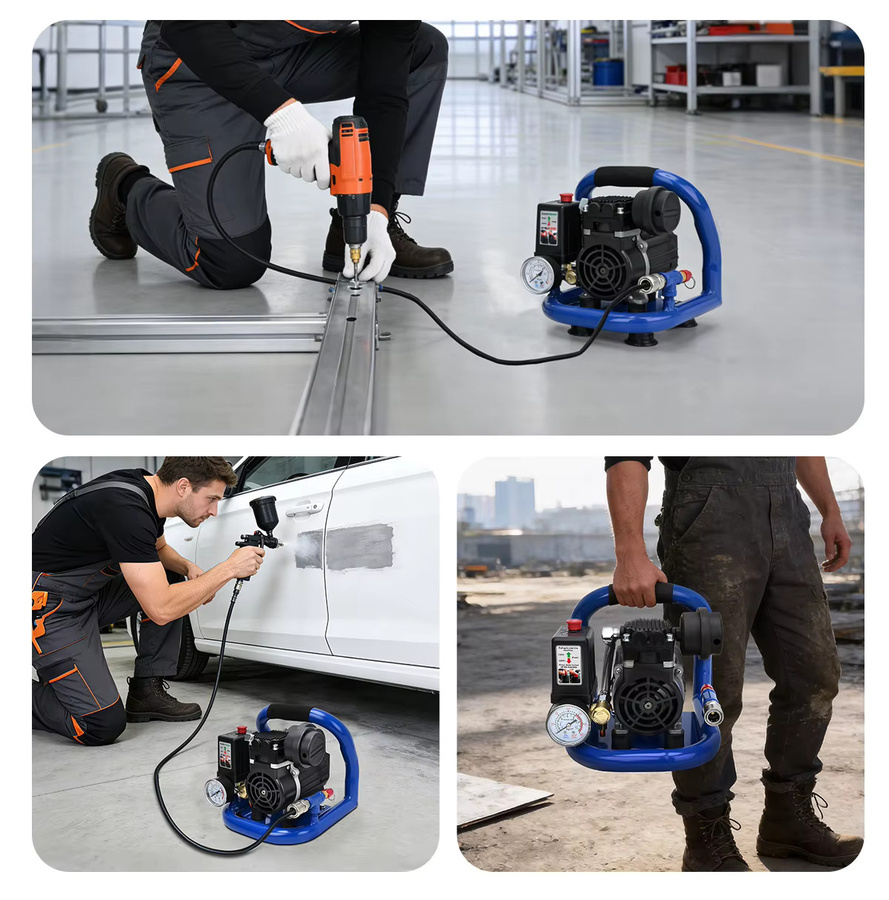 Gisam Elektrischer Luftkompressor in Blau, tragbare Luftpumpe mit 1,5 l und 8 bar für Makita 18 V Akku - Bild 2