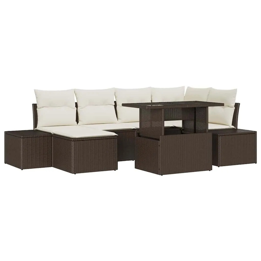 vidaXL Garten-Sofa-Set aus Poly Rattan in Braun mit 7 Teilen und integriertem Stauraum - Bild 2