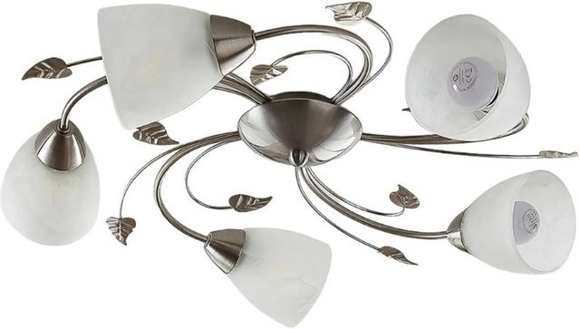 Lindby Deckenlampe Yannie Retro Vintage 5-flammig in Silber und Grau aus Metall und Glas mit E14 Fassung - Bild 1