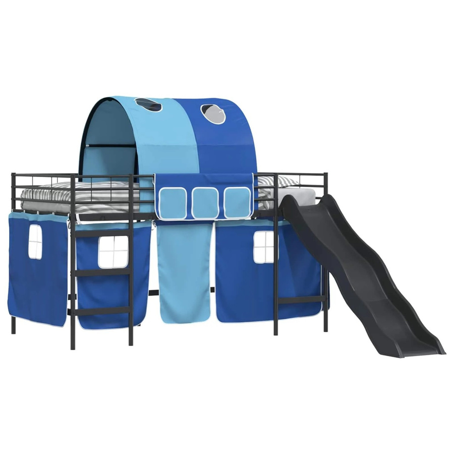 vidaXL Kinder-Etagenbett aus Metall in Schwarz und Blau, B/T/H: 90 x 190 x 205 cm - Bild 2